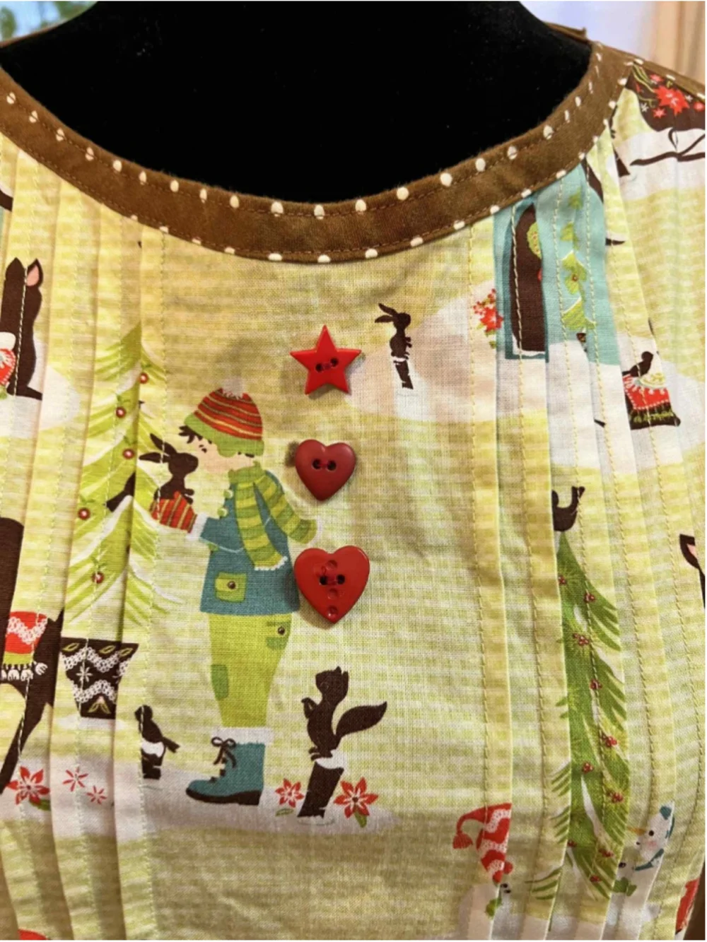 Christmas Apron Deer Sleigh Trees Woodland Holiday Kitchen Cooking Hostess